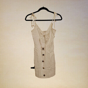 Y2K Cottagecore Blue Blush White Spaghetti Tie Strap Mini Dress Small Peekaboo V